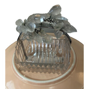 Vintage Lucite Plastic Round Ribbed Dish and Lucite Plastic Grapes attached